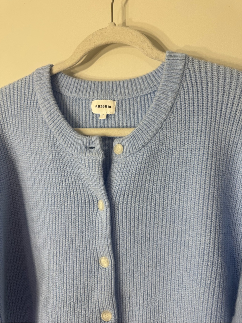 Aureum Baby Blue Knit Cardigan Short Sleeve - Picture 3 of 5